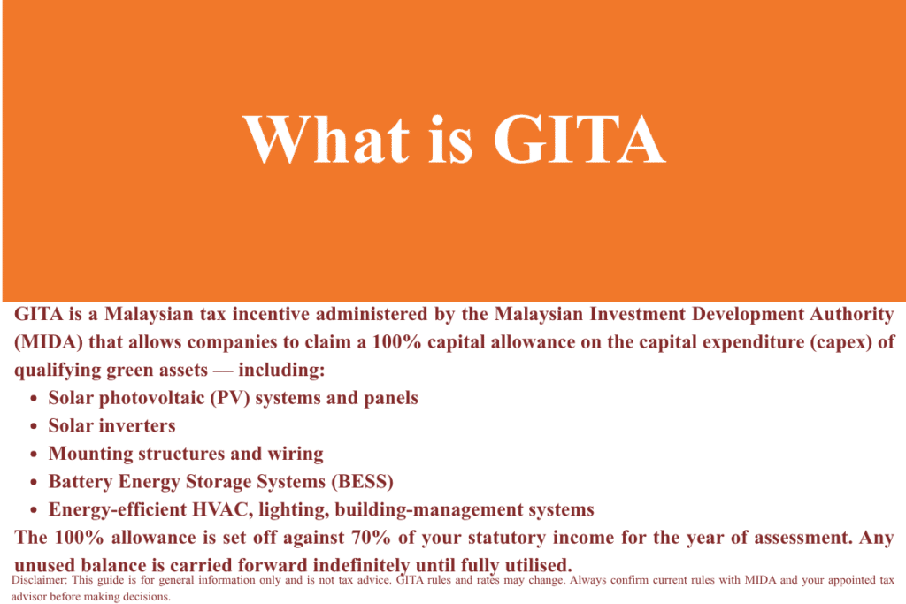 Understanding GITA Tax Incentive Application Eligibility and Conditions for Solar and BESS