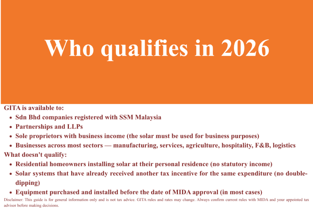 Understanding GITA Tax Incentive Application Eligibility and Conditions for Solar and BESS